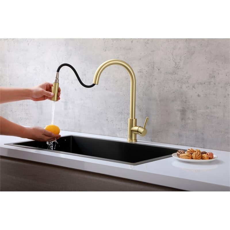 Elegant Kitchen and Bath Luca Stainless Steel Kitchen Faucet in Brushed Gold