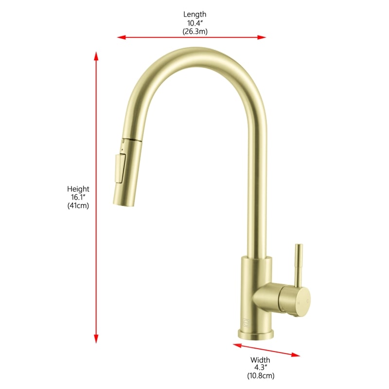 Elegant Kitchen and Bath Luca Stainless Steel Kitchen Faucet in Brushed Gold