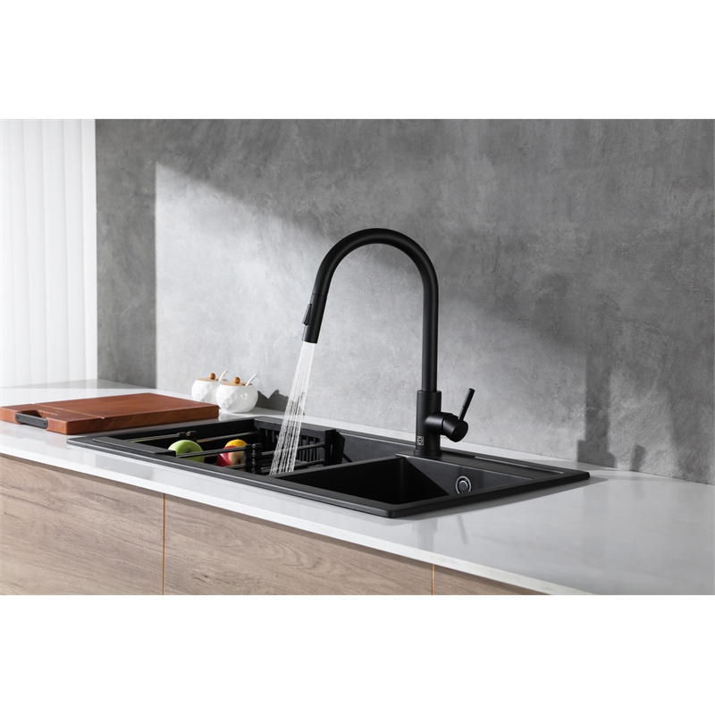 Elegant Kitchen and Bath Luca Stainless Steel Kitchen Faucet in Matte Black