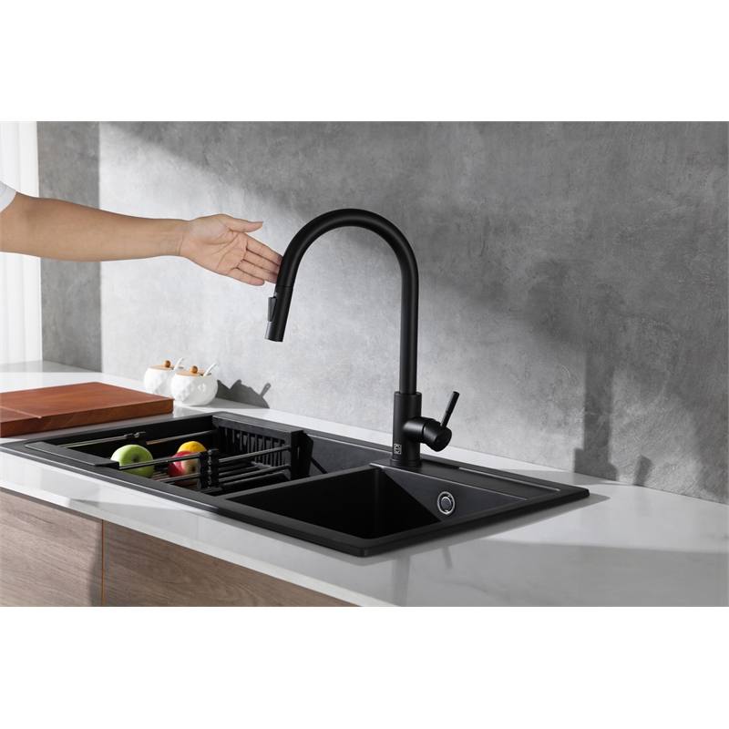 Elegant Kitchen and Bath Luca Stainless Steel Kitchen Faucet in Matte Black