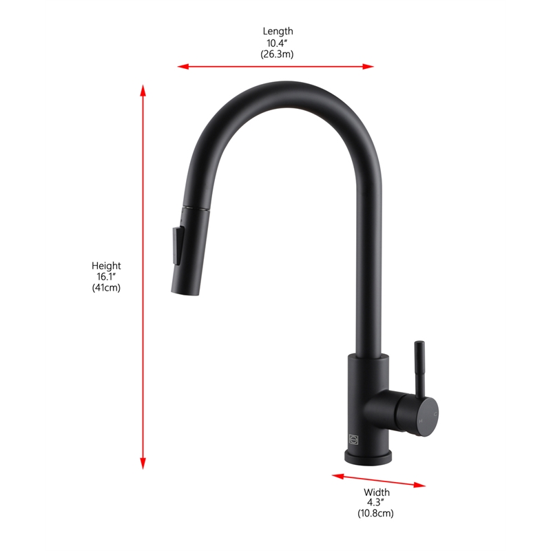 Elegant Kitchen and Bath Luca Stainless Steel Kitchen Faucet in Matte Black