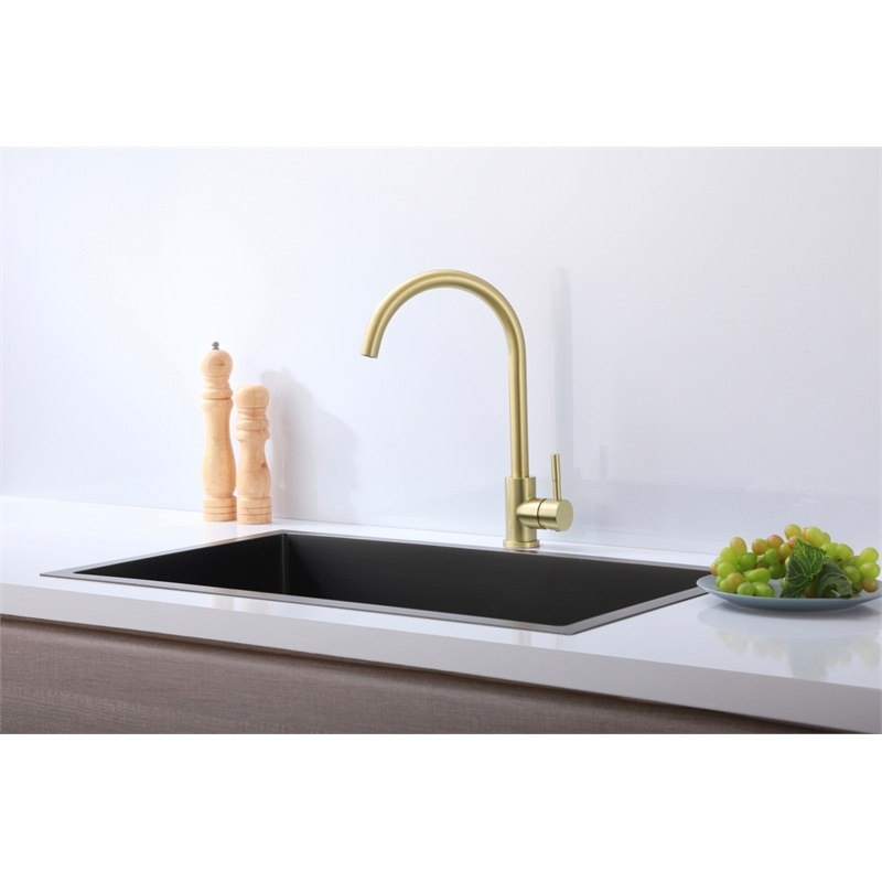 Elegant Kitchen and Bath Finn Stainless Steel Kitchen Faucet in Brushed Gold