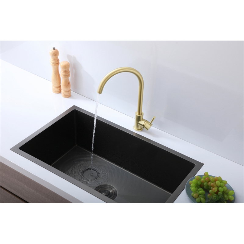 Elegant Kitchen and Bath Finn Stainless Steel Kitchen Faucet in Brushed Gold