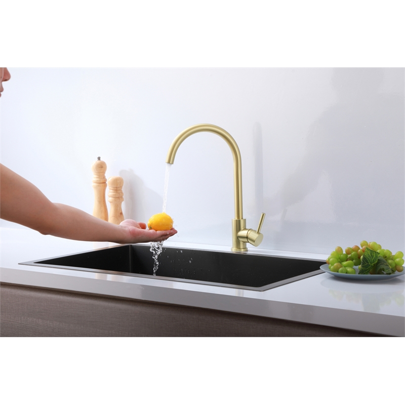Elegant Kitchen and Bath Finn Stainless Steel Kitchen Faucet in Brushed Gold