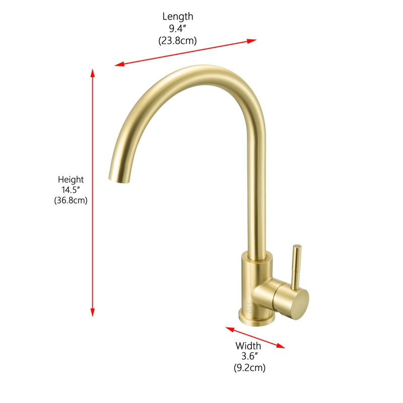 Elegant Kitchen and Bath Finn Stainless Steel Kitchen Faucet in Brushed Gold