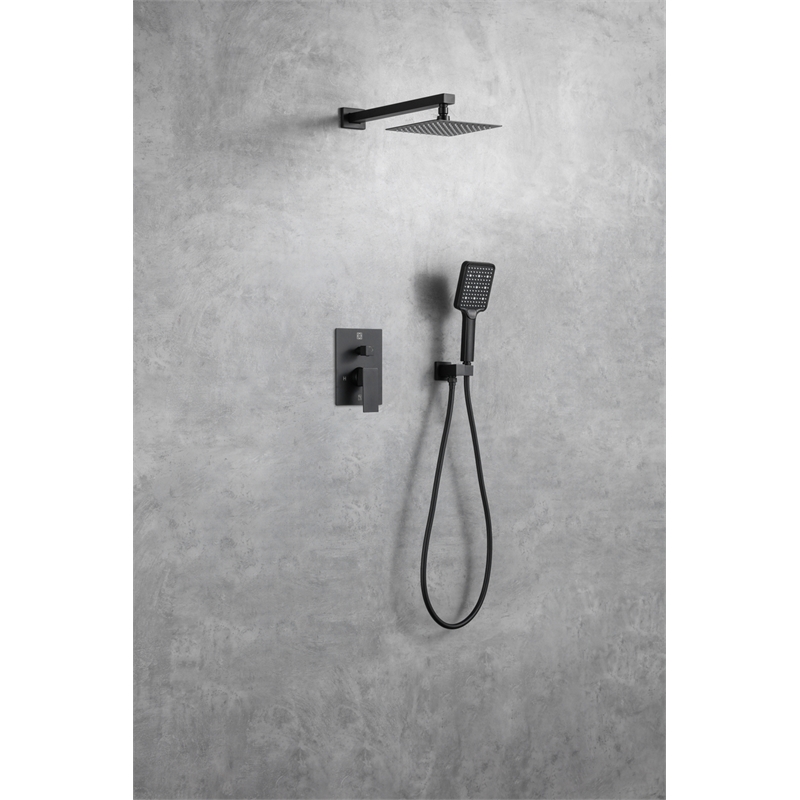 Elegant Kitchen and Bath Petar Brass Shower Faucet System in Black