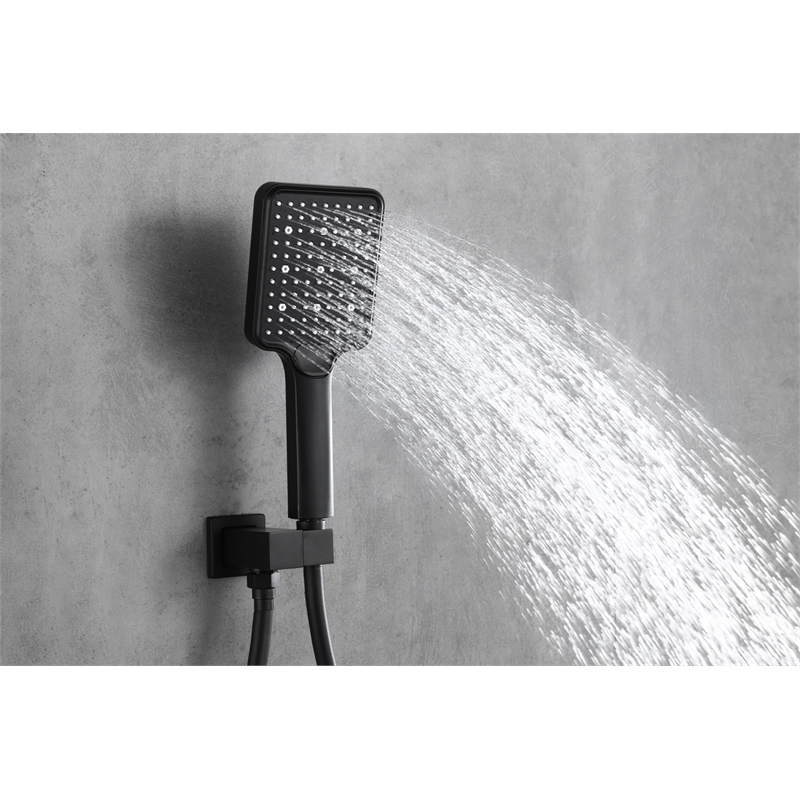 Elegant Kitchen and Bath Petar Brass Shower Faucet System in Black