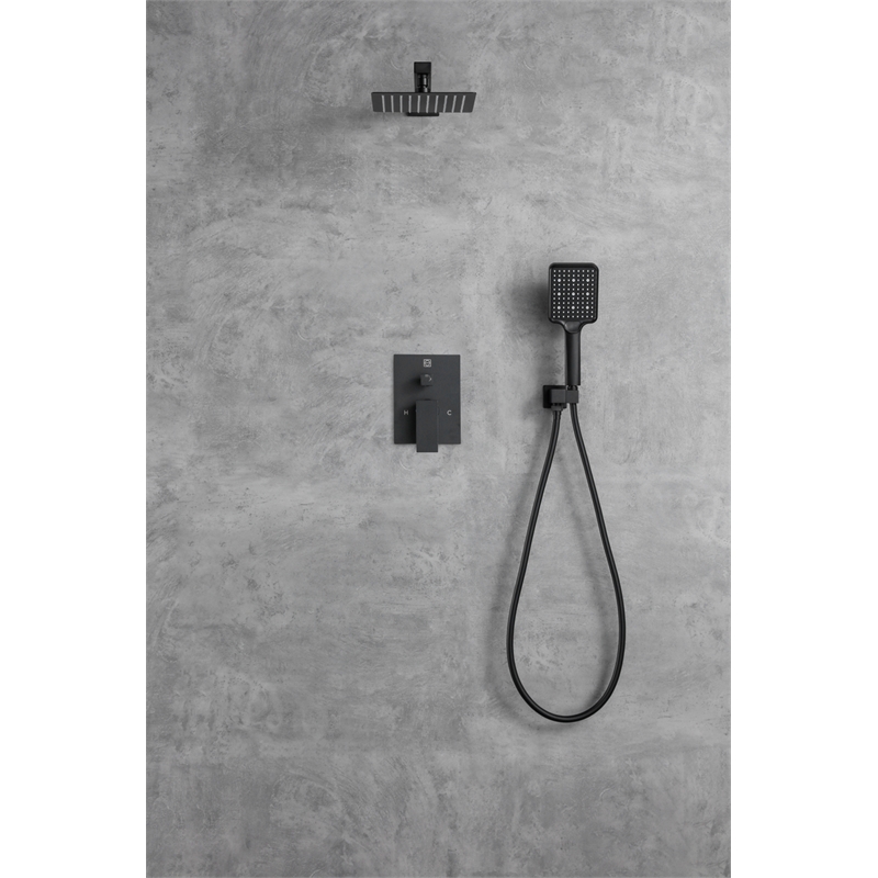 Elegant Kitchen and Bath Petar Brass Shower Faucet System in Black