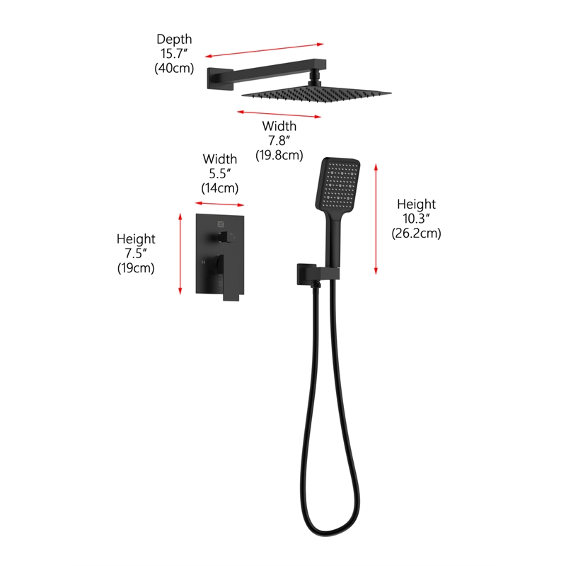 Elegant Kitchen and Bath Petar Brass Shower Faucet System in Black