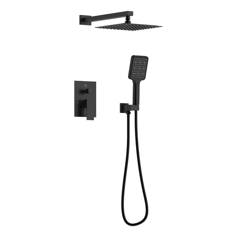 Elegant Kitchen and Bath Petar Brass Shower Faucet System in Black