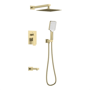 Elegant Kitchen and Bath Petar Brass Shower Faucet System in Gold