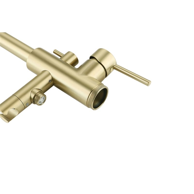Elegant Kitchen and Bath Steven Brass Floor Mounted Tub Faucet in Brushed Gold