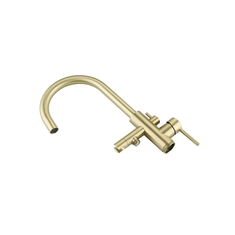 Elegant Kitchen and Bath Steven Brass Floor Mounted Tub Faucet in Brushed Gold