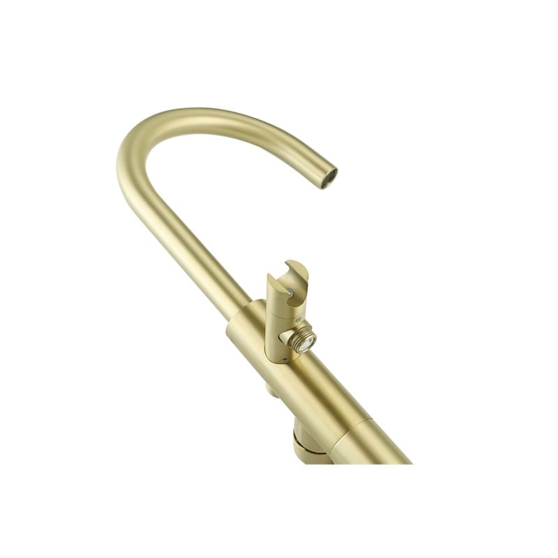 Elegant Kitchen and Bath Steven Brass Floor Mounted Tub Faucet in Brushed Gold