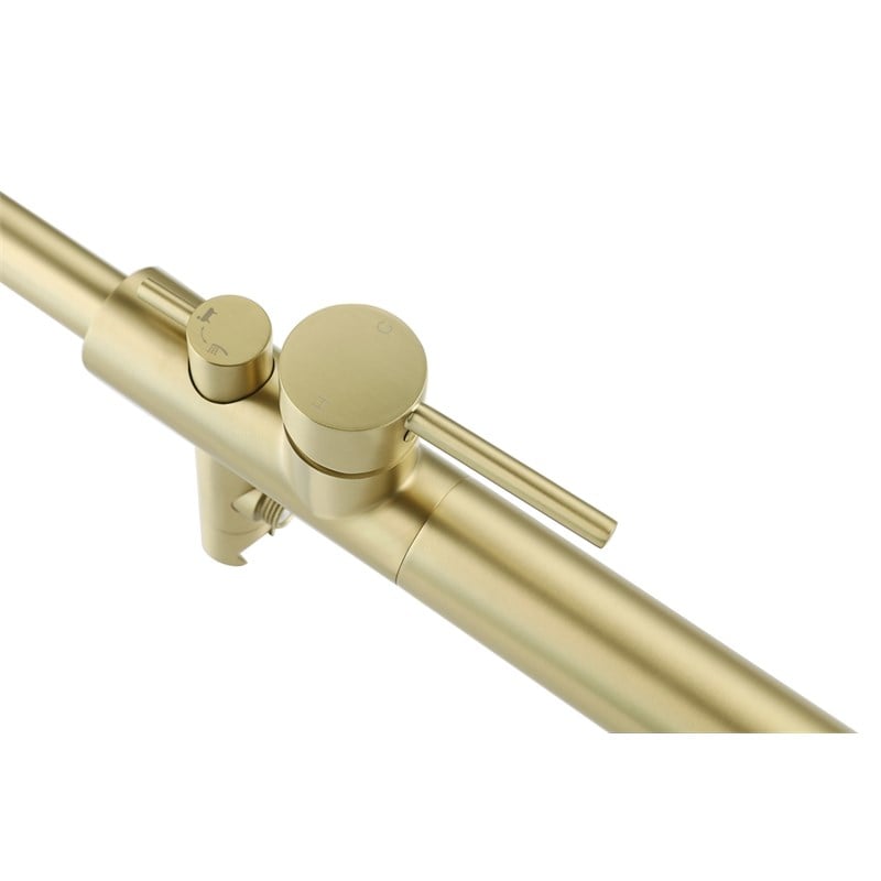 Elegant Kitchen and Bath Steven Brass Floor Mounted Tub Faucet in Brushed Gold