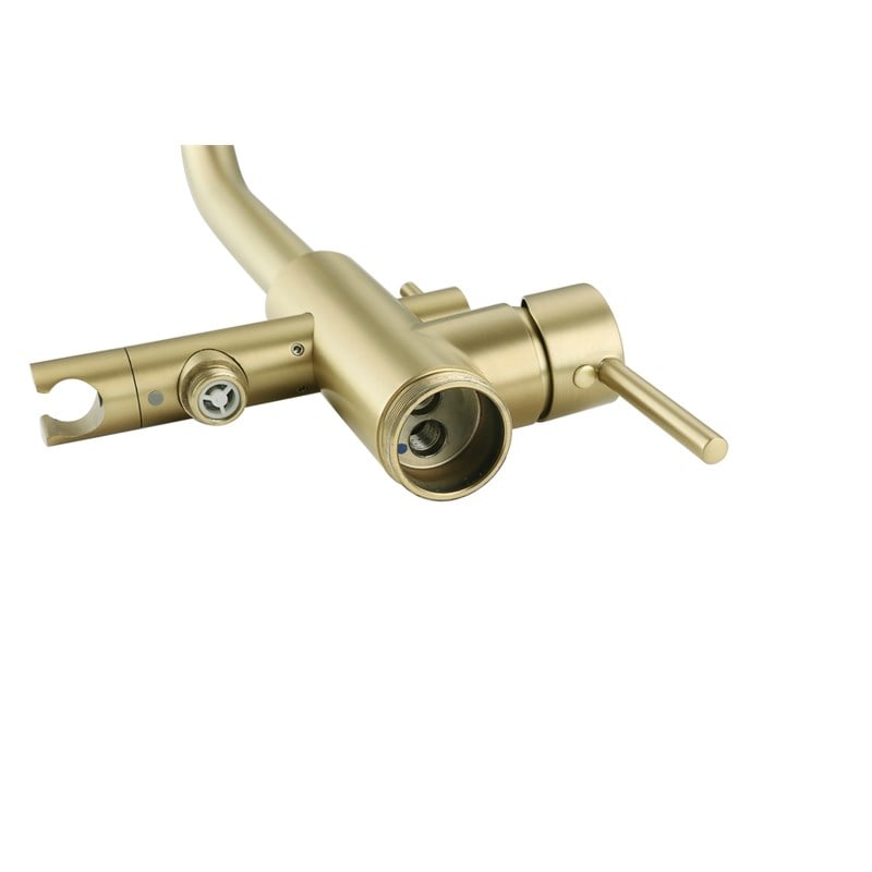 Elegant Kitchen and Bath Steven Brass Floor Mounted Tub Faucet in Brushed Gold