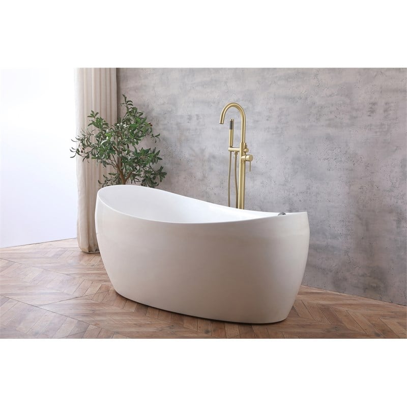 Elegant Kitchen and Bath Steven Brass Floor Mounted Tub Faucet in Brushed Gold