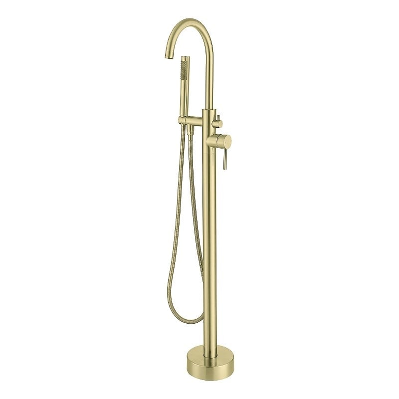 Elegant Kitchen and Bath Steven Brass Floor Mounted Tub Faucet in Brushed Gold