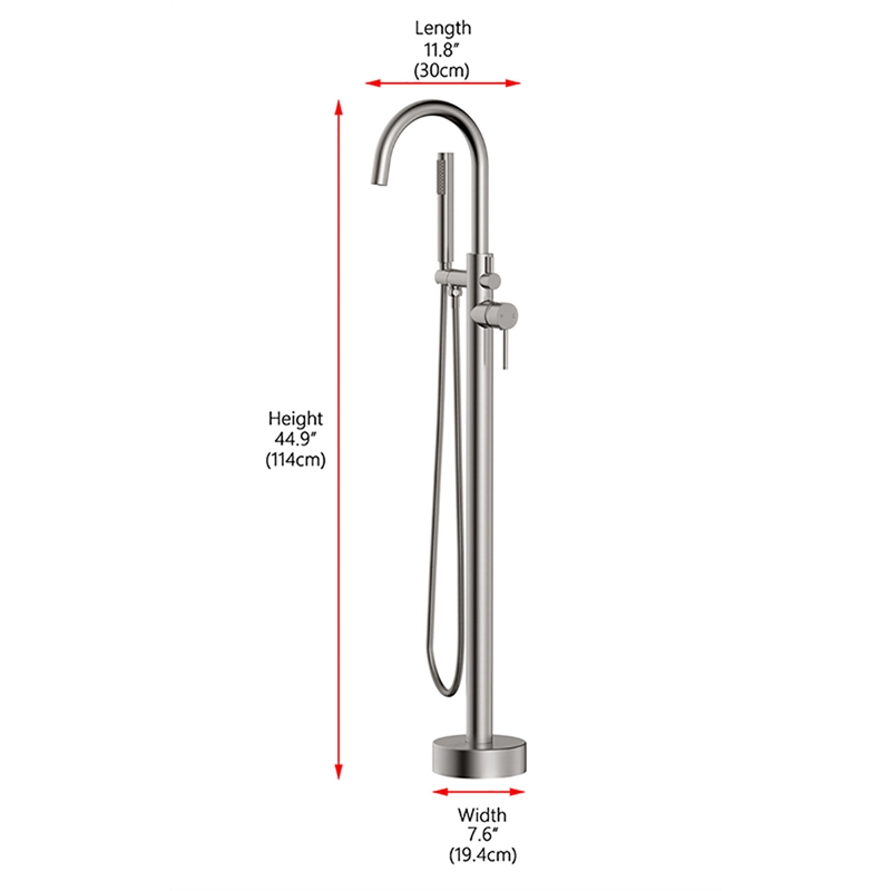 Elegant Kitchen and Bath Steven Brass Floor Mounted Tub Faucet in Brushed Nickel