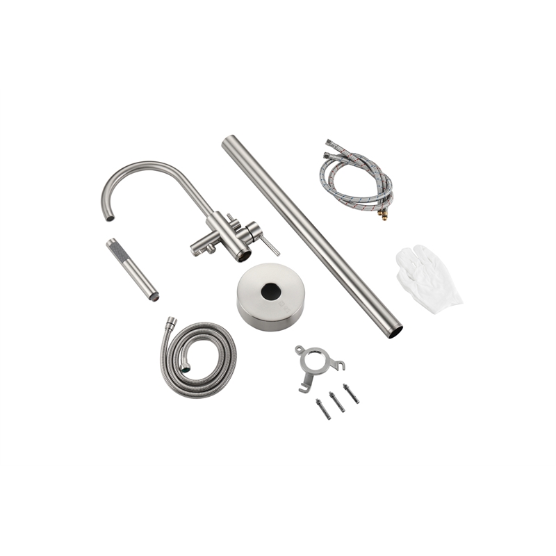 Elegant Kitchen and Bath Steven Brass Floor Mounted Tub Faucet in Brushed Nickel