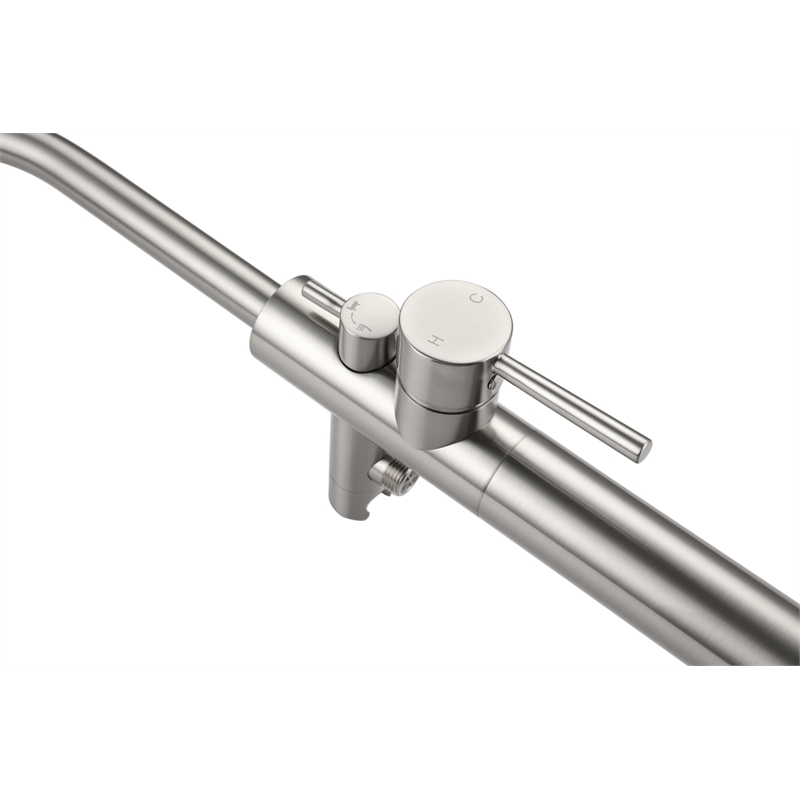 Elegant Kitchen and Bath Steven Brass Floor Mounted Tub Faucet in Brushed Nickel