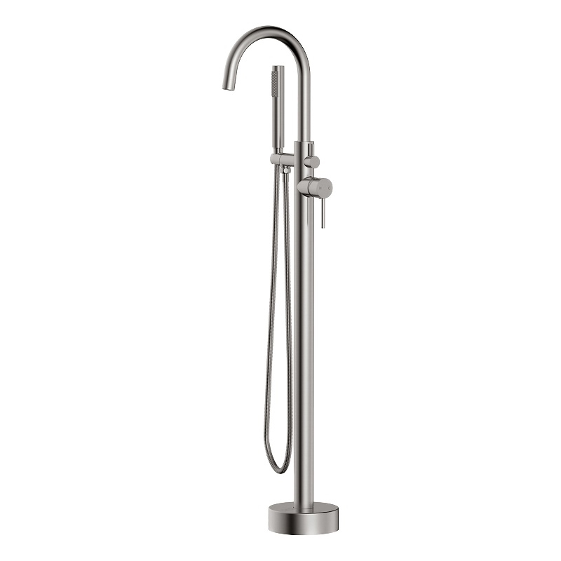 Elegant Kitchen and Bath Steven Brass Floor Mounted Tub Faucet in Brushed Nickel