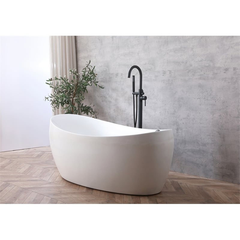 Elegant Kitchen and Bath Steven Brass Floor Mounted Tub Faucet in Matte Black