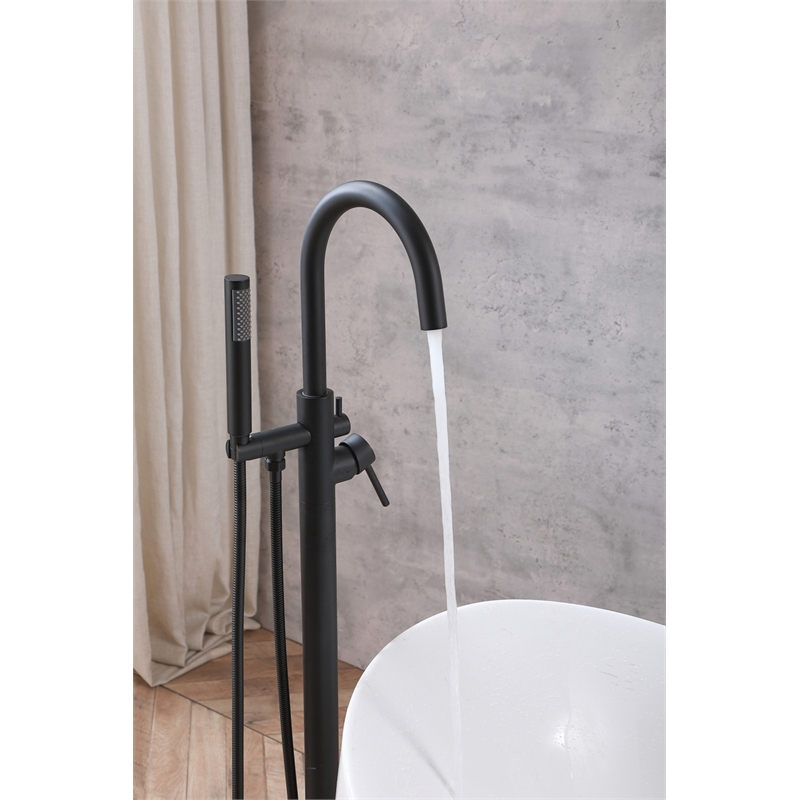 Elegant Kitchen and Bath Steven Brass Floor Mounted Tub Faucet in Matte Black