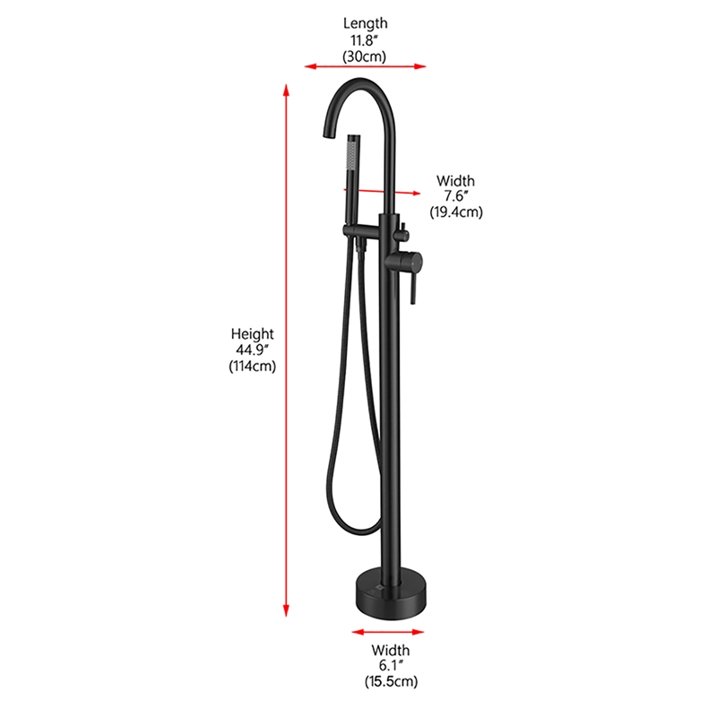 Elegant Kitchen and Bath Steven Brass Floor Mounted Tub Faucet in Matte Black