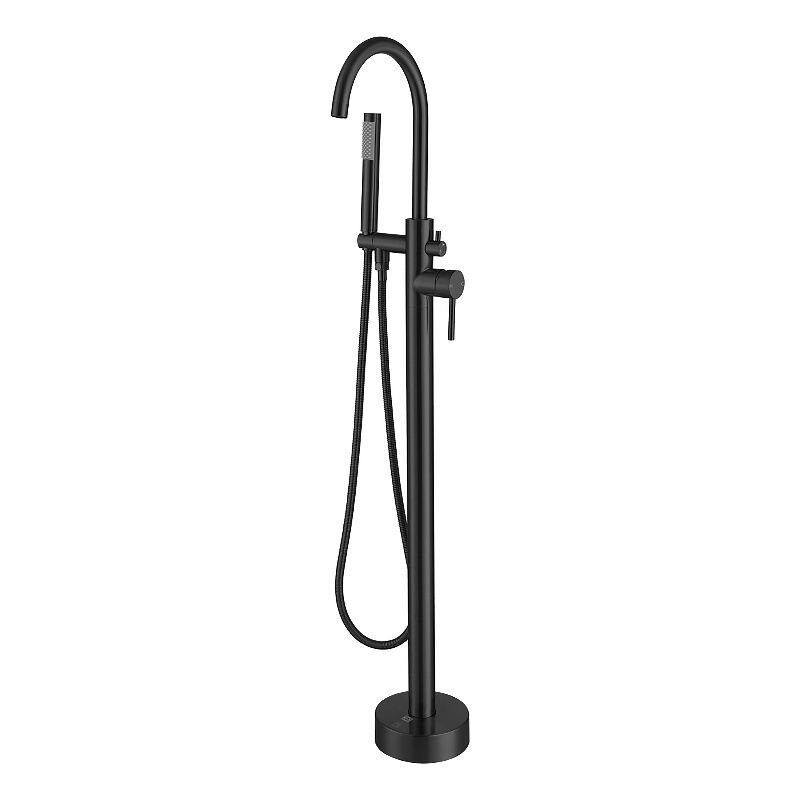 Elegant Kitchen and Bath Steven Brass Floor Mounted Tub Faucet in Matte Black