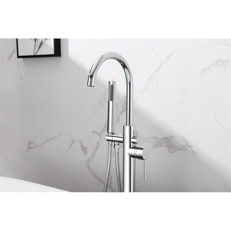 Elegant Kitchen and Bath Steven Brass Floor Mounted Tub Faucet in Chrome