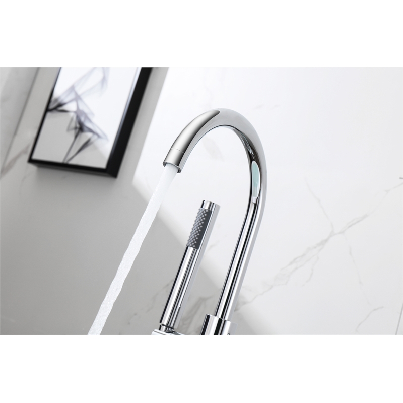 Elegant Kitchen and Bath Steven Brass Floor Mounted Tub Faucet in Chrome