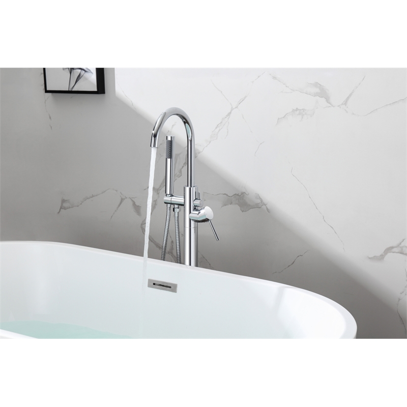 Elegant Kitchen and Bath Steven Brass Floor Mounted Tub Faucet in Chrome