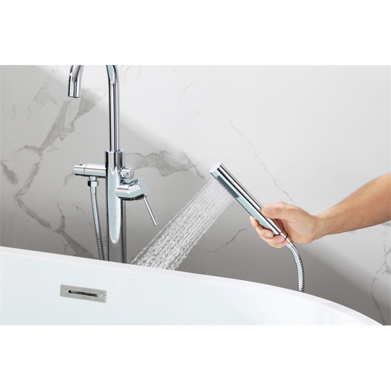 Elegant Kitchen and Bath Steven Brass Floor Mounted Tub Faucet in Chrome