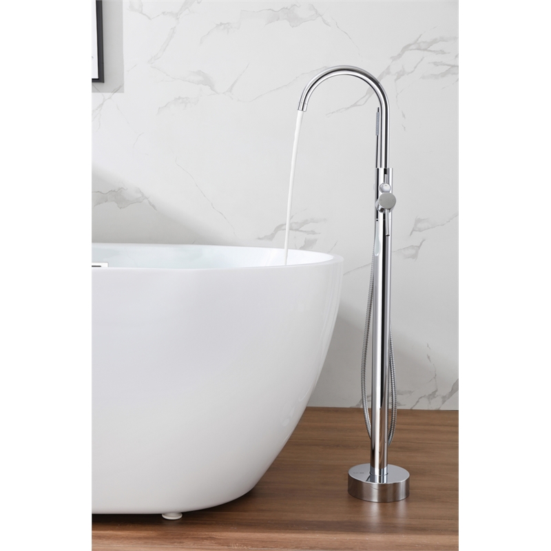 Elegant Kitchen and Bath Steven Brass Floor Mounted Tub Faucet in Chrome