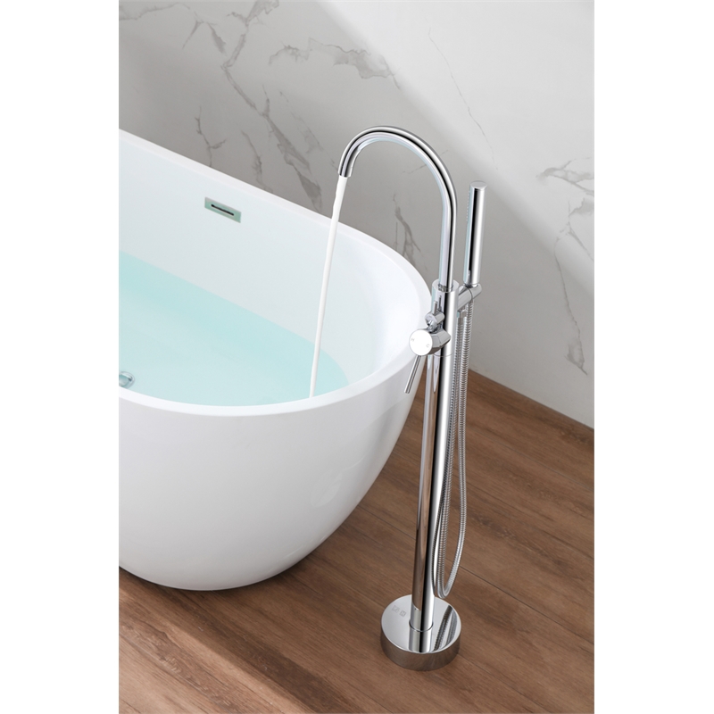 Elegant Kitchen and Bath Steven Brass Floor Mounted Tub Faucet in Chrome
