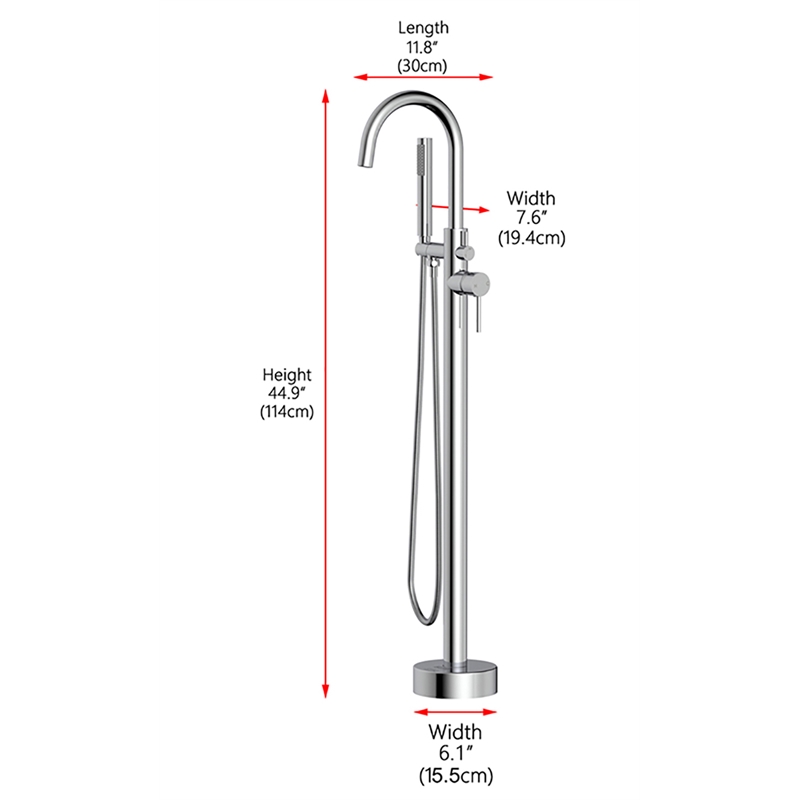 Elegant Kitchen and Bath Steven Brass Floor Mounted Tub Faucet in Chrome