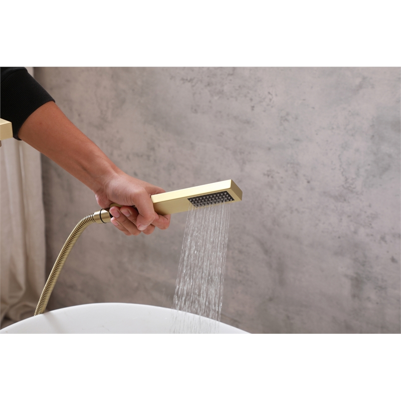 Elegant Kitchen and Bath Henry Brass Floor Mounted Tub Faucet in Brushed Gold