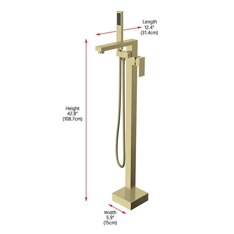 Elegant Kitchen and Bath Henry Brass Floor Mounted Tub Faucet in Brushed Gold
