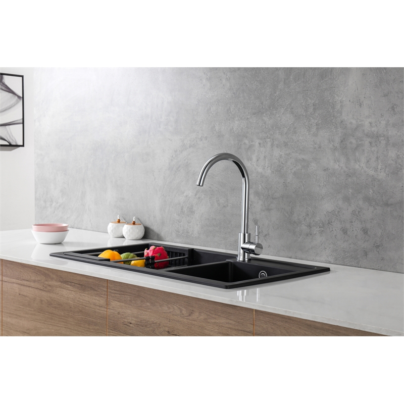 Elegant Kitchen and Bath Finn Stainless Steel Kitchen Faucet in Chrome