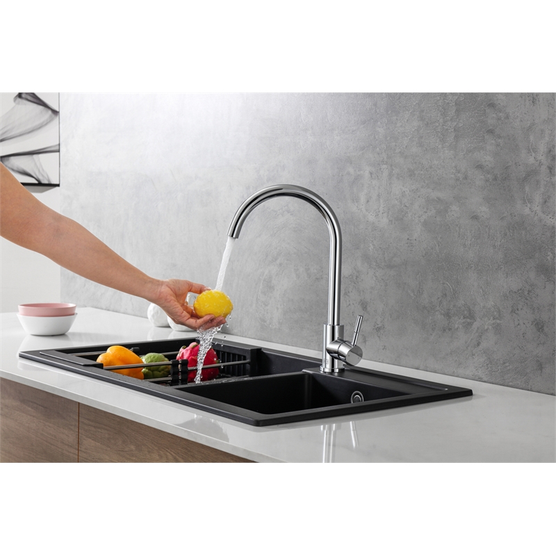 Elegant Kitchen and Bath Finn Stainless Steel Kitchen Faucet in Chrome