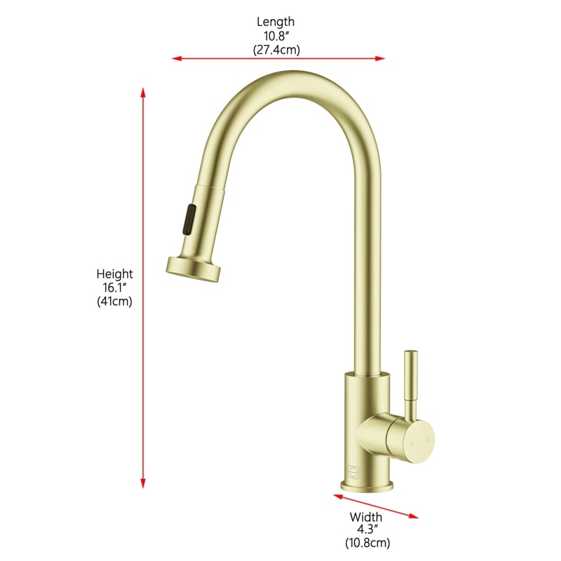 Elegant Kitchen and Bath Sem Stainless Steel Kitchen Faucet in Brushed Gold