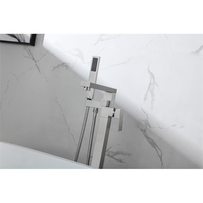 Elegant Kitchen and Bath Henry Brass Floor Mounted Tub Faucet in Brushed Nickel