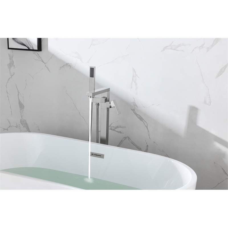 Elegant Kitchen and Bath Henry Brass Floor Mounted Tub Faucet in Brushed Nickel
