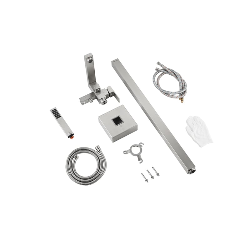 Elegant Kitchen and Bath Henry Brass Floor Mounted Tub Faucet in Brushed Nickel