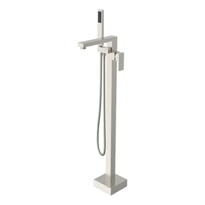 Elegant Kitchen and Bath Henry Brass Floor Mounted Tub Faucet in Brushed Nickel