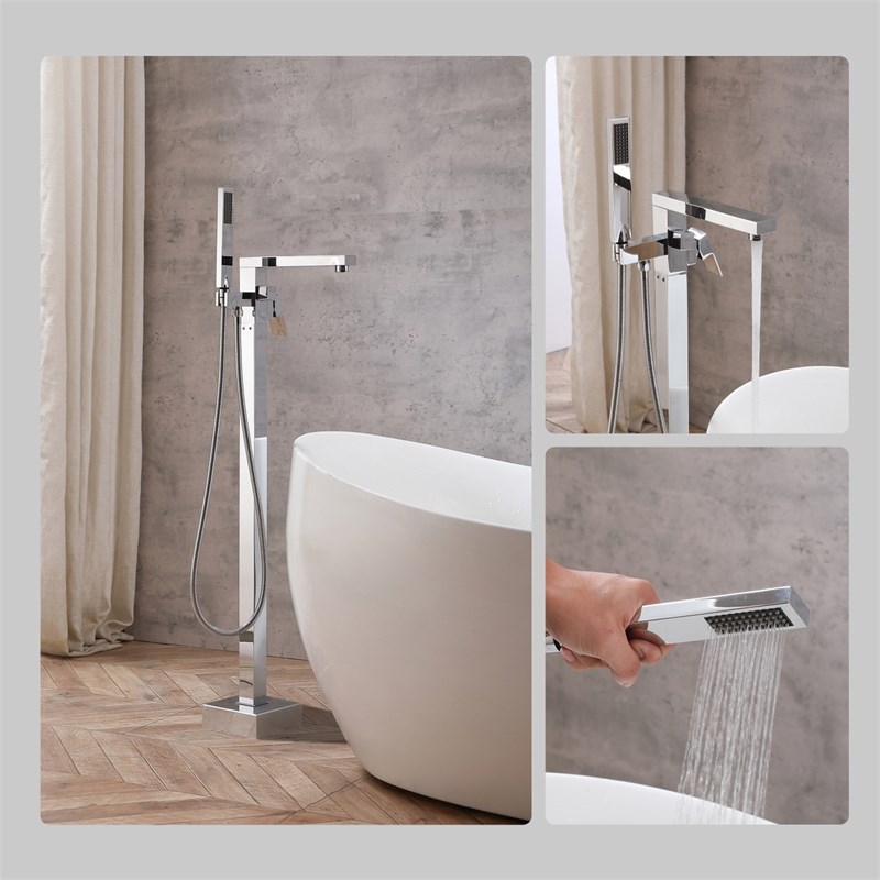 Elegant Kitchen and Bath Henry Brass Floor Mounted Tub Faucet in Chrome