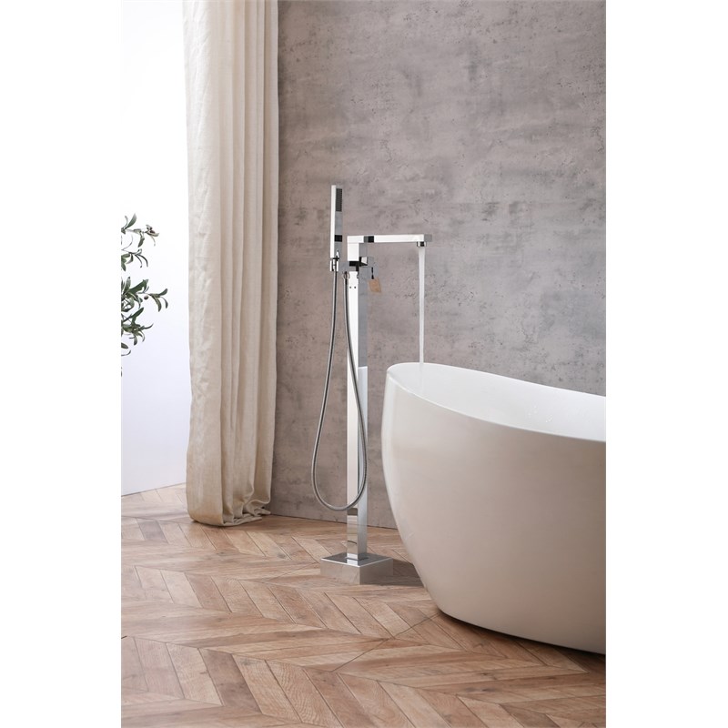 Elegant Kitchen and Bath Henry Brass Floor Mounted Tub Faucet in Chrome