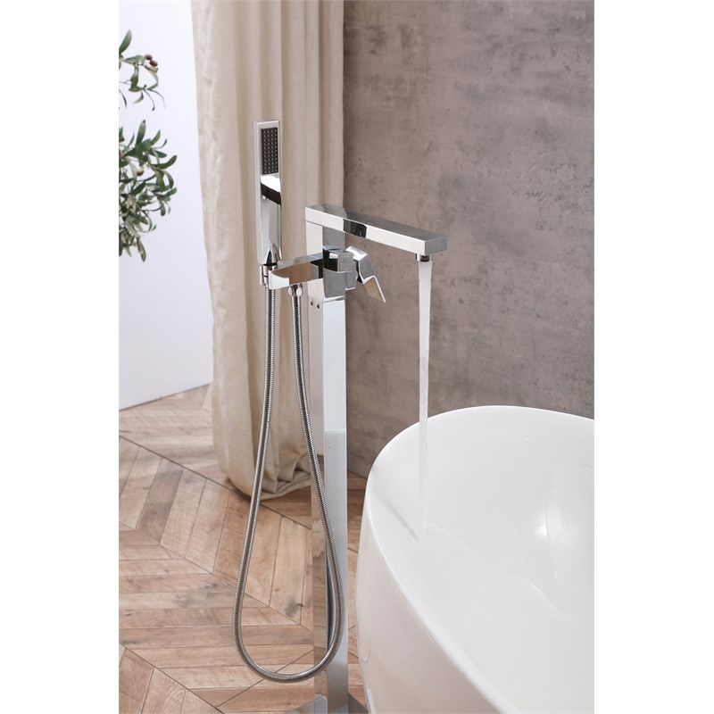 Elegant Kitchen and Bath Henry Brass Floor Mounted Tub Faucet in Chrome