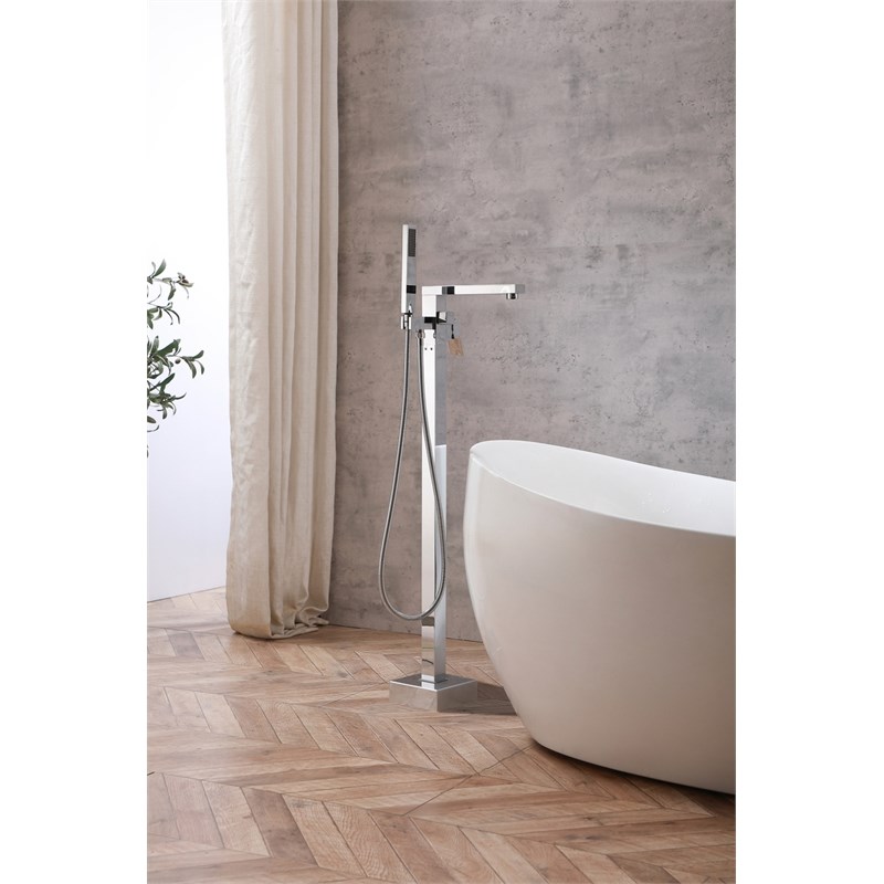 Elegant Kitchen and Bath Henry Brass Floor Mounted Tub Faucet in Chrome